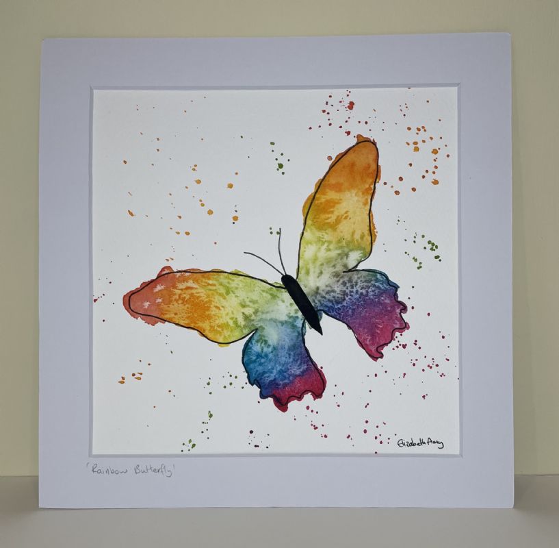 Rainbow Butterfly Original Watercolour Painting